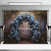 Aperturee - Aperturee Blue Hydrangea Floral Arch Photography Backdrop Enchanted Forest for Wedding Romantic Photo Background